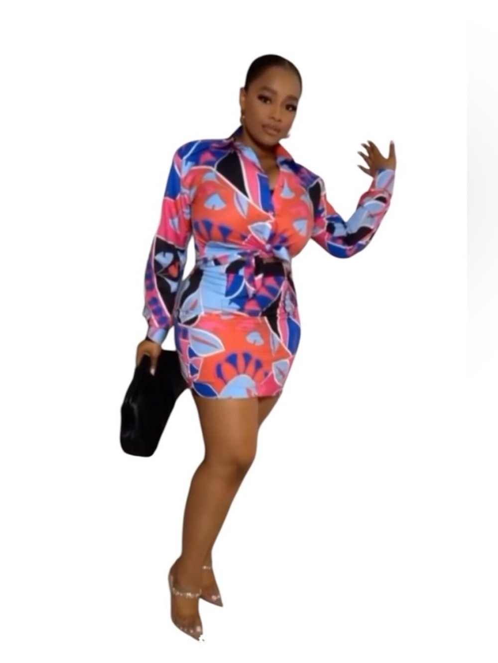 NWT LeVictoria 2 Piece Vibrant Floral Red Blue Orange Abstract Print outfit 18